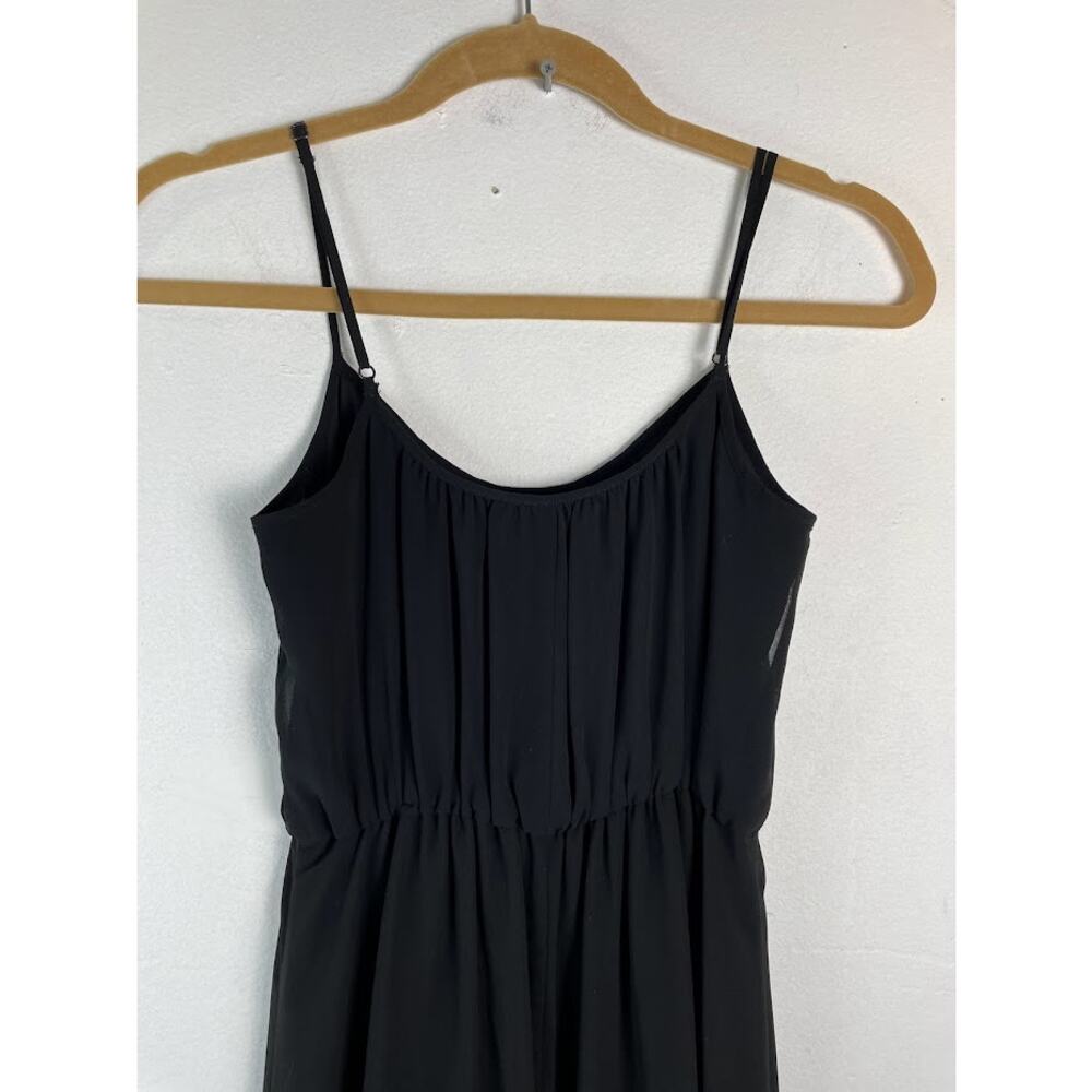 Banana Republic Chiffon Dress Womens Size 0 Patio Black High‎ Low Hem Slip Gown - Picture 6 of 11